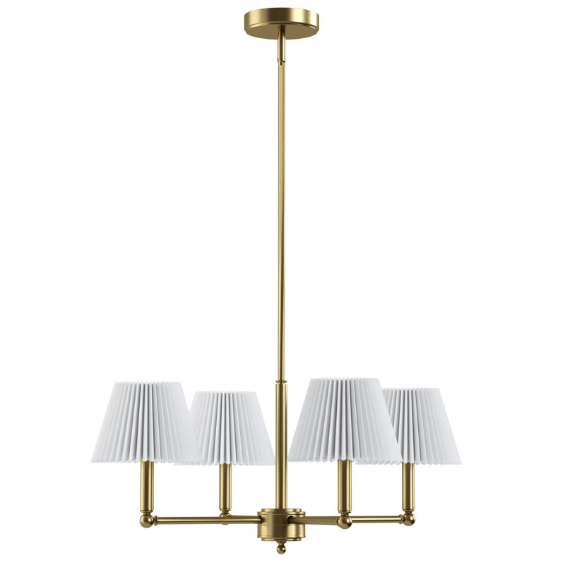 Costa Wrought Iron 4-Light Chandelier, Laiton brossé