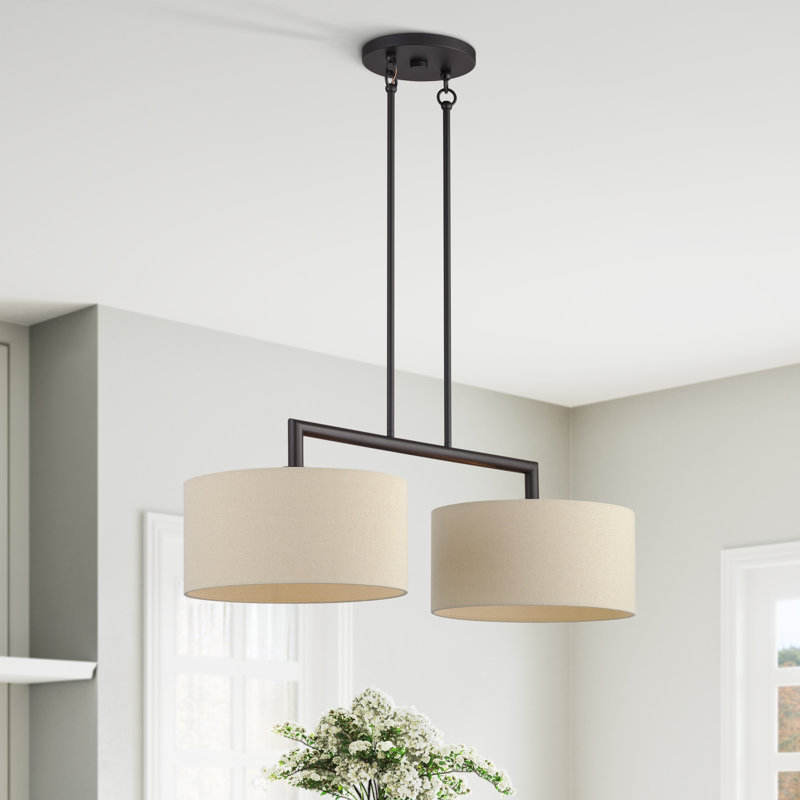 Grand lustre linéaire Hendrix, Bronze, Deux lumières, H 20,75 po x l 35 po x P 14 po