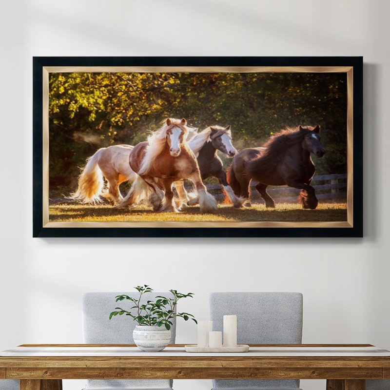 Sunlit Horses III - Reproduction de photo sur toile simple, H 21 po x l 37 po x P 1 po