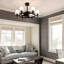 31.5" 6-light Wagon Wheel Ceiling Fan With Light Kit, Linen Shade, Dc Motor And Remote