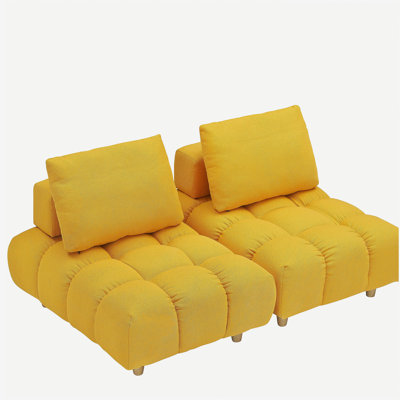 60 pouces de long, tissu de canapé en peluche, avec des sièges spacieux et confortables, pour le salon de bureau appartement - jaune