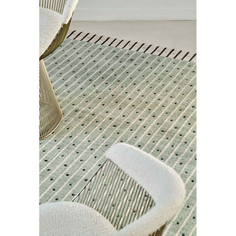 Exlamation Wool Polka Dots Area Rug in Beige/Green, Rectangle 8'2" x 11'6"