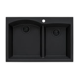 33" L x 22" W Double Basin Dual Mount Kitchen Sink