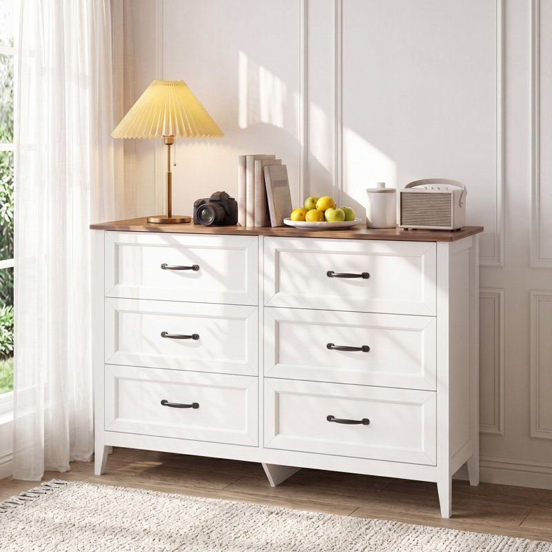Commode double à 6 tiroirs Masad, Blanc