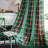 Janeczka Christmas Green Checkered Patchwork Curtains with Tassels（Set of 2）-950561927