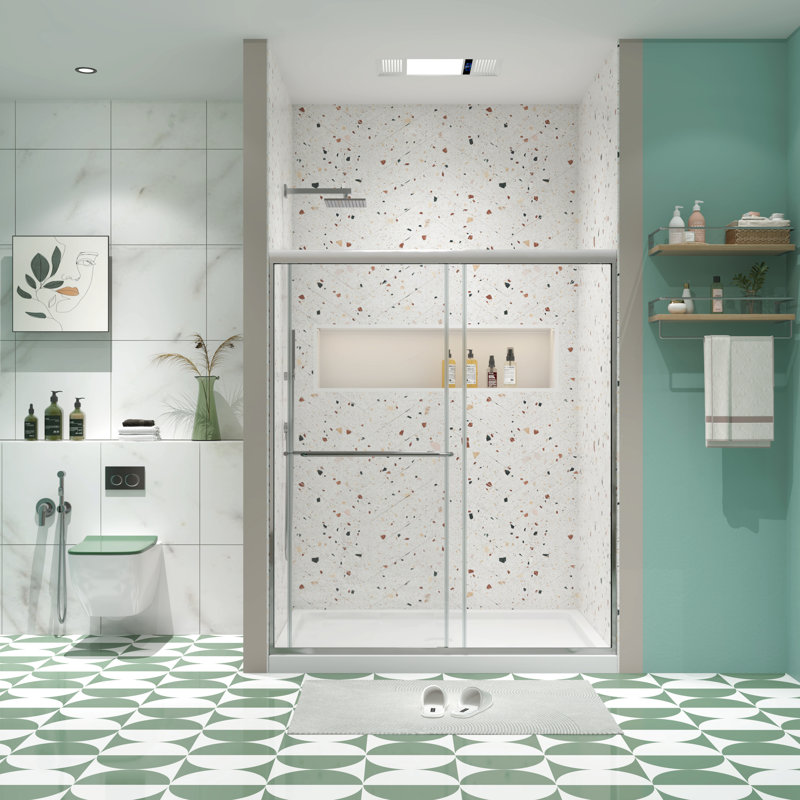 Bypass Shower Door - 44-48"X70", Tempered Glass, Chromed, Smooth Sliding, Explode Protection 44-48"X70" Door, Bathroom Use, Sliding Smoothly, Good Leak Function, Easy Setup