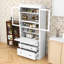 Armoire de cuisine avec 3 tiroirs, tablettes réglables, prise de courant et ports USB-1727607094