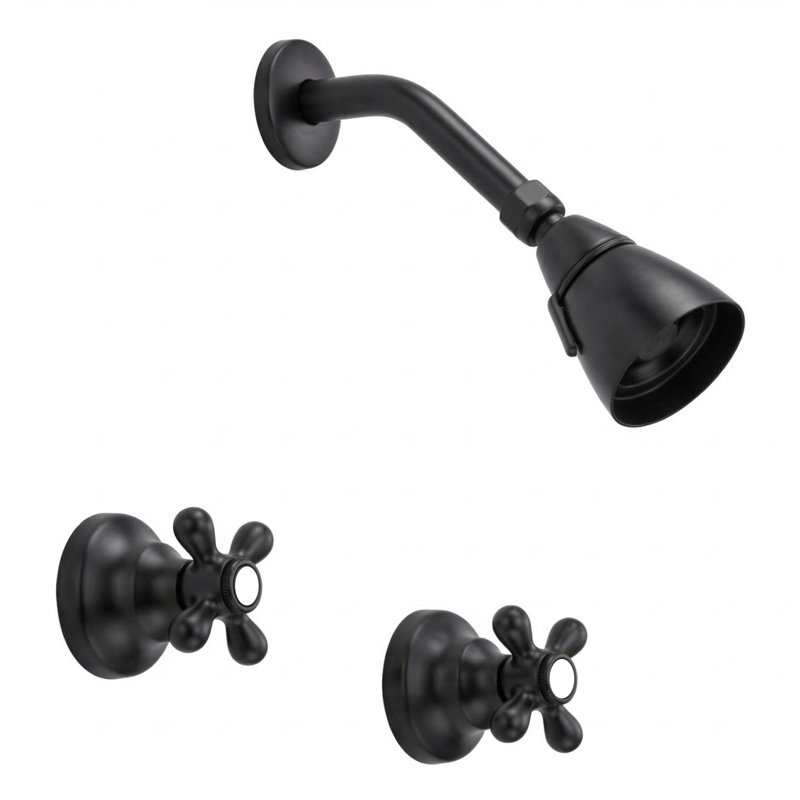 Ensemble de douche encastré avec poignées en croix Rhine par Strom Living, Unlacquered Oil Rubbed Bronze