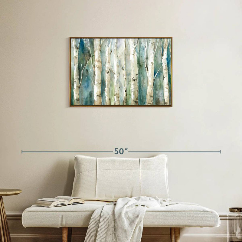 Birch River Walk, Cadre flottant doré, 31 po x 21 po