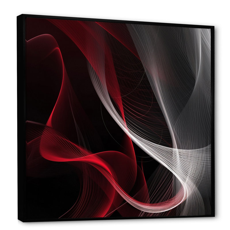 Abstraction contemplative rouge-noire I - impression, H 30 po x l 30 po x P 1 po, Cadre flottant noir
