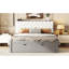 Grand lit avec plateforme en bois gris, rangement pour tête de lit, 4 tiroirs et support à chaussures-11360620