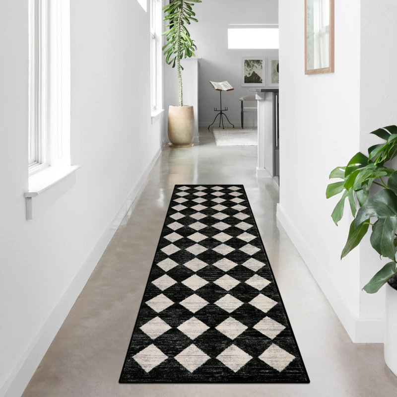 Tapis de couloir marocain - tapis de couloir noir 2 x 8