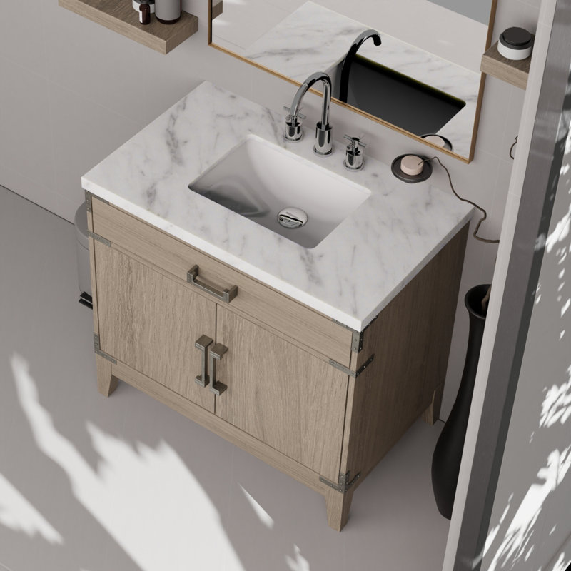 Meuble-lavabo simple en chêne gris 36 po X P 22 po D, Gris