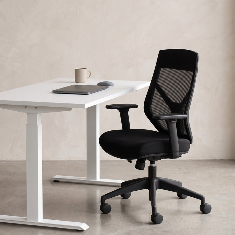Chaise de bureau ergonomique avec accoudoirs 3D, chaise d'ordinateur en filet respirant avec dossier réglable, chaise de bureau avec coussin épais pour le bureau personnel et l'utilisation commerciale