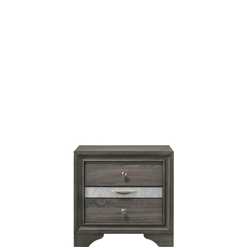 Stylish Nightstand In Grey With Ample Drawer Capacity Compact Space For Personal Belongings, Grey