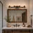 4-Light Indoor Black Walnut Bath or Vanity Light Bar or Wall Mount with Clear Seedy Bubble Glass Cylinder Shades