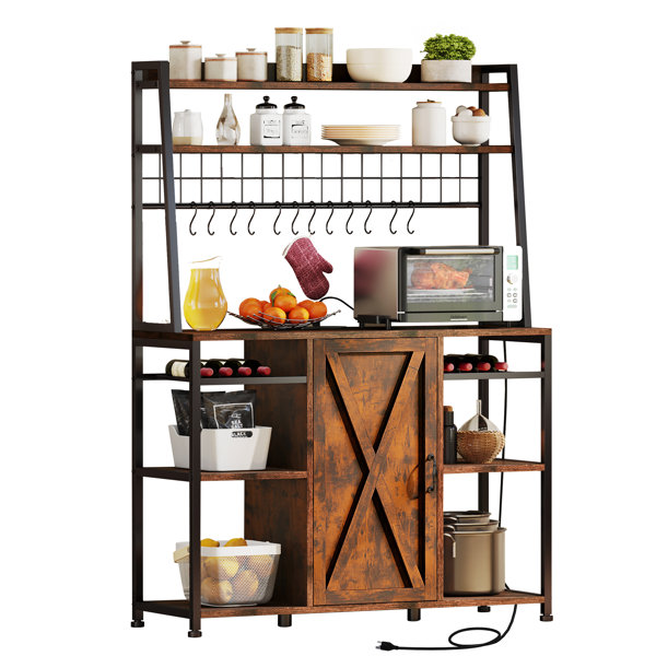 Gracie Oaks Baruch 47.24'' Wood Baker's Rack with Microwave ...