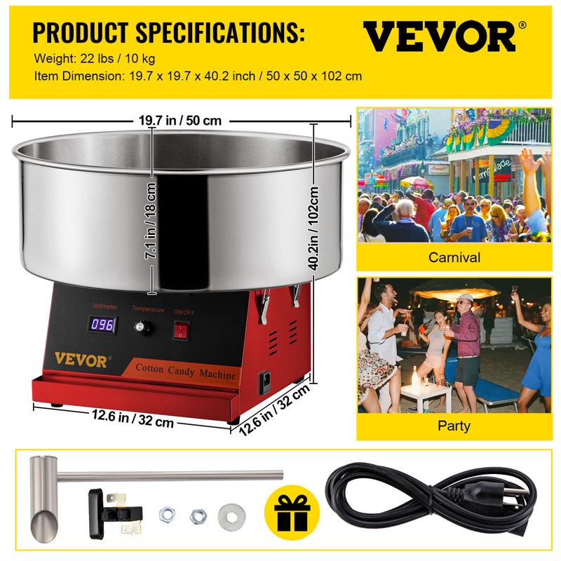 VEVOR Cotton Candy Machine, Red