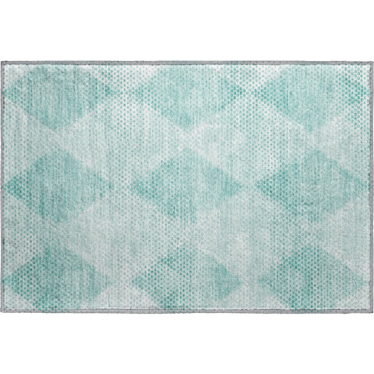 Premium Machine Washable Cerrito Amf539 Teal Rug