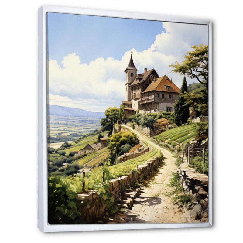 Green Vineyard Historic Elegance, reproduction d'art sur toile encadrée, H 32 po x l 16 po x P 1 po, Cadre flottant blanc