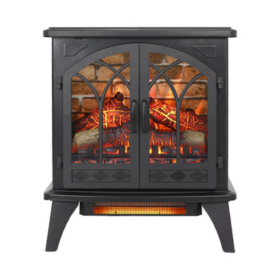 3D Flame Electric Infrared Quartz Fireplace Stove with Remote Control, Realistic Flame and Heating for Cozy Home Ambiance