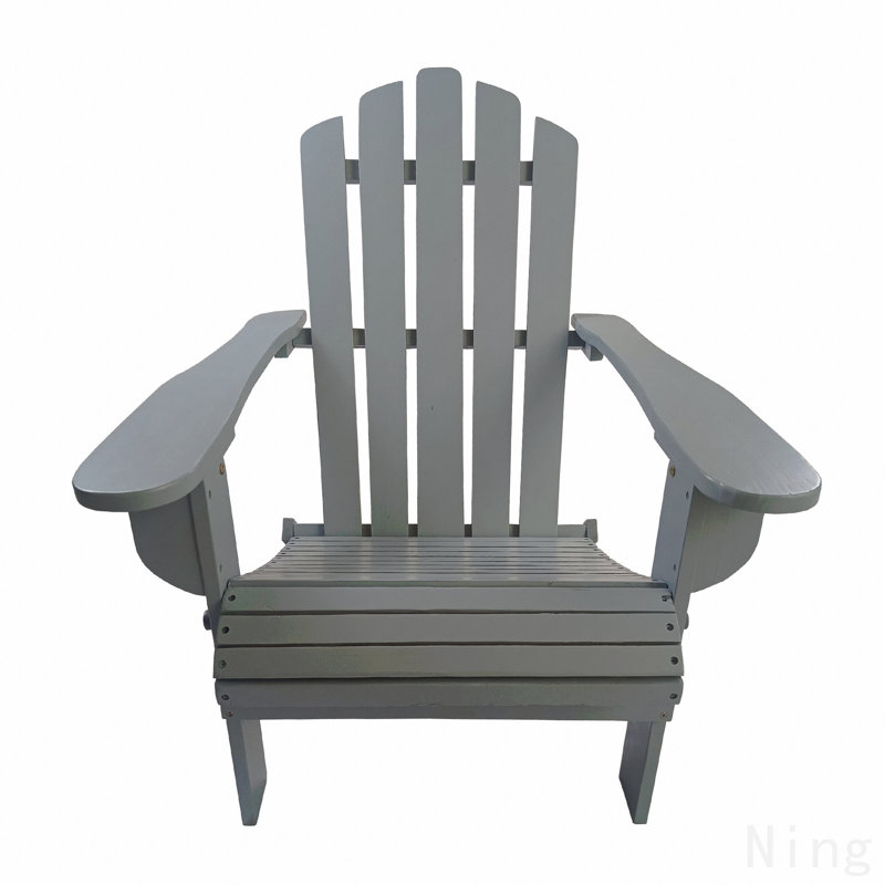 Chaise Adirondack d'extérieur ou d'intérieur en bois, pliable, gris