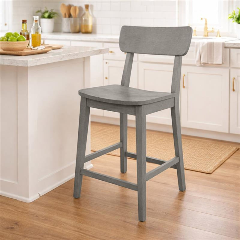 Almaguer Bar & Counter Stool, Counter Stool (24.75" Seat Height), Charcoal Gray