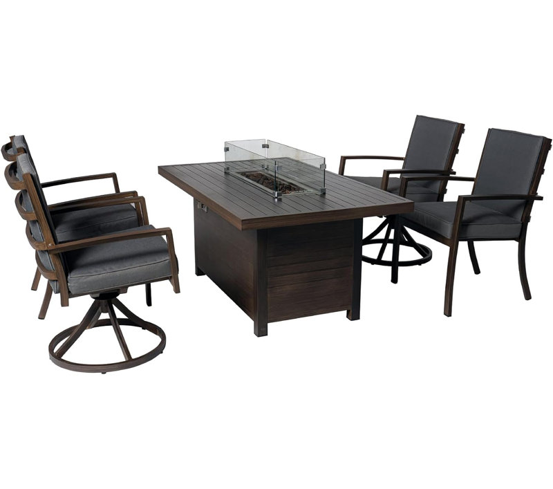 Jacqueline Patio Dining Set Rectangular Table with Cushions Included, 4