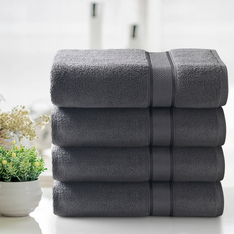 Kathy Ireland Zero Twist Cotton Plush Bath Sheet Set, Gray, 4