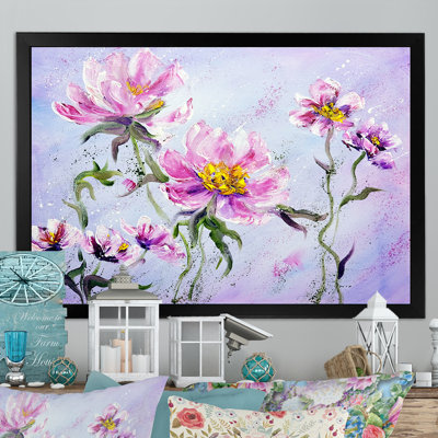 " Summer Natural Foliage Pink Bouquet " Painting Print