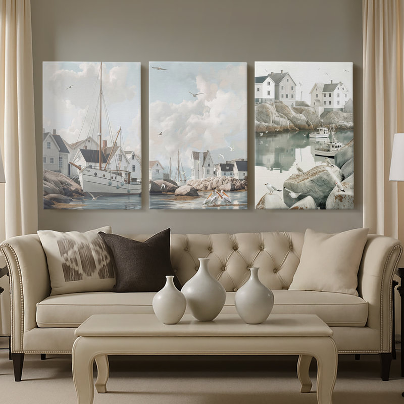 Fisherman's Way III  -Custom Wrapped Gallery Canvas - 3 Pieces, 27" H x 54" W