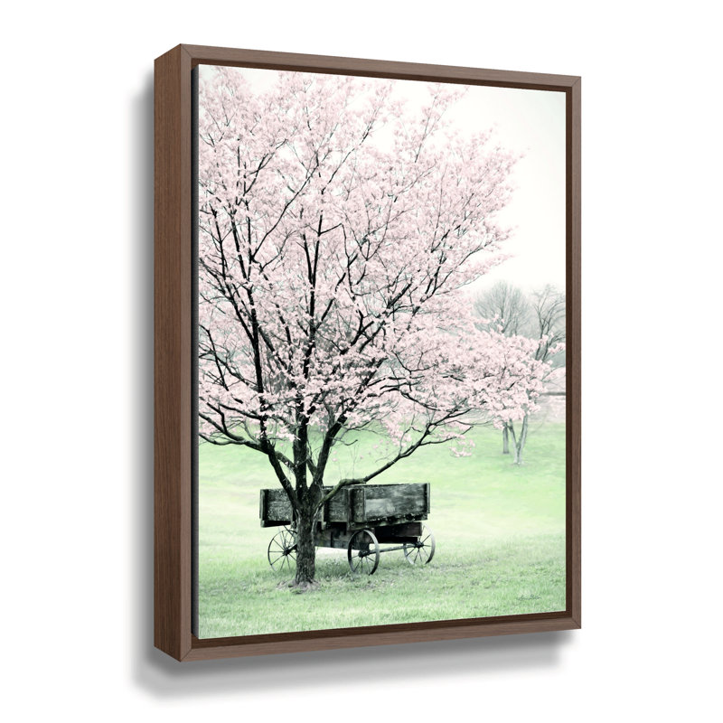 «Country Wagon On Canvas» par Lori Deiter, reproduction, Cadre flottant noyer, H 32 po x l 24 po x P 2 po