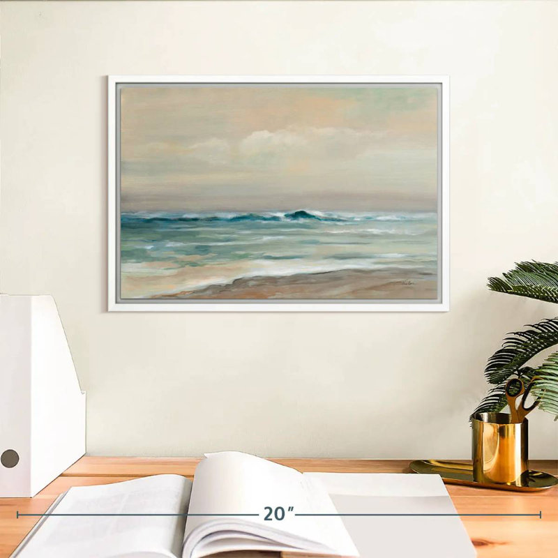 Chuchotement des vagues de l'océan, Cadre flottant blanc, 13 po x 9 po
