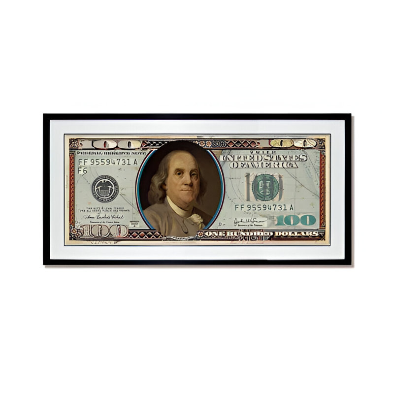 Collage de cent dollars avec cadre PS noir