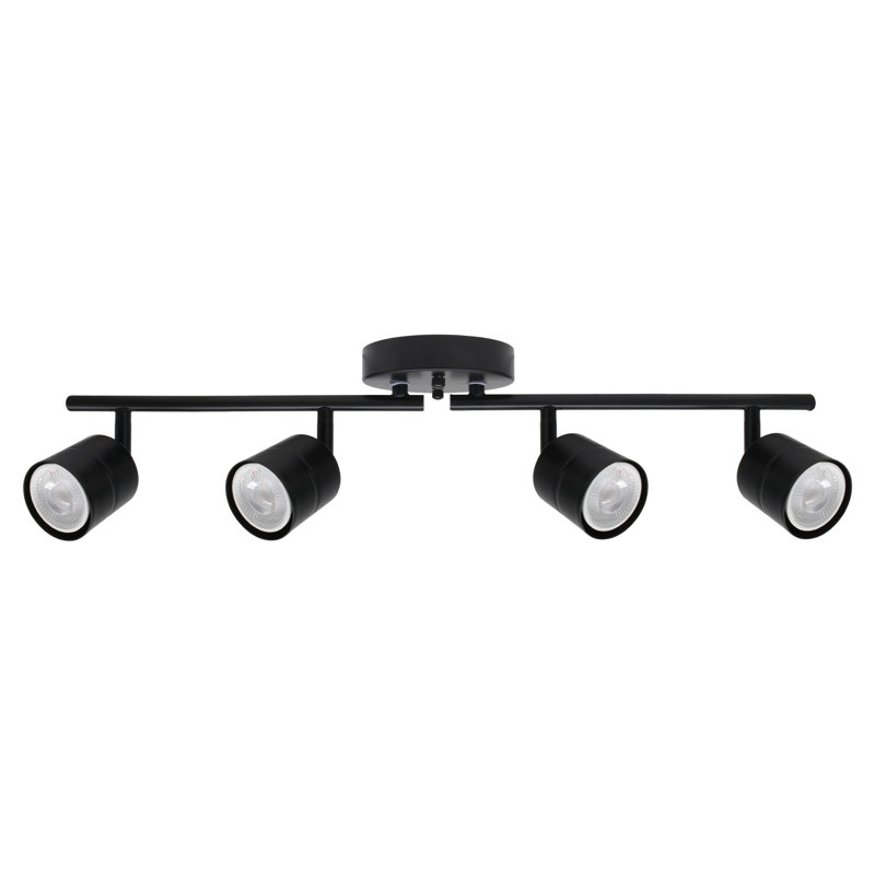 Luminaire sur rail à DEL réglable noir mat à 4 têtes, plafonnier câblé guidé à intensité variable de 3 000 K Gu10 pour la décoration intérieure