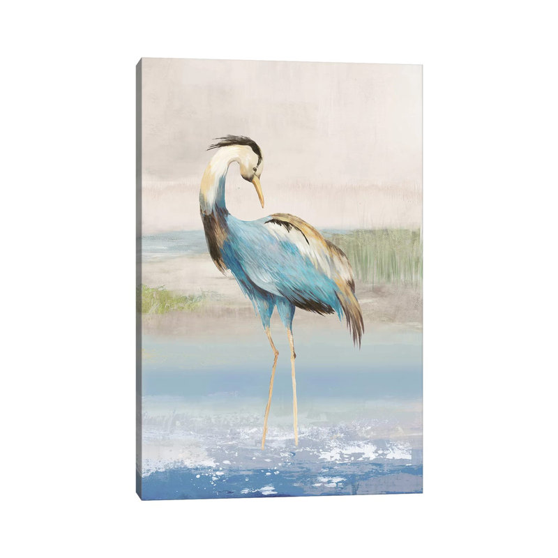 Heron On The Beach I by Aimee Wilson - Wrapped Canvas Painting, 30.48 cm H x 45.72 cm W
