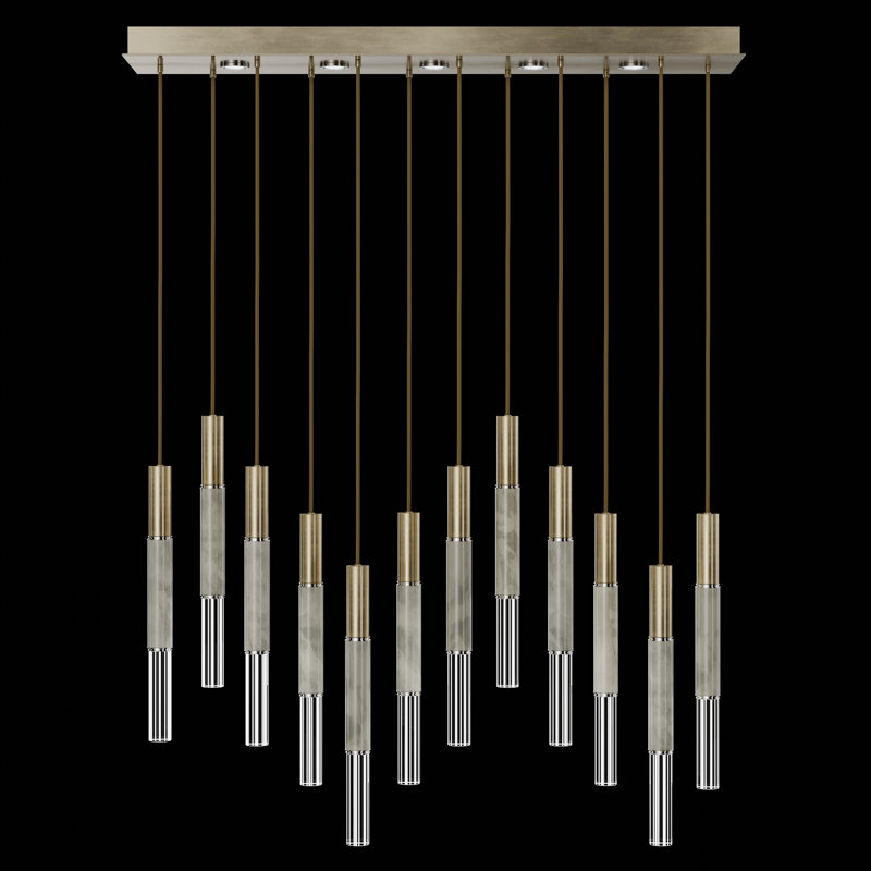 Luminaire suspendu l 61 po Antonia, Feuille d'or douce standard / nickel