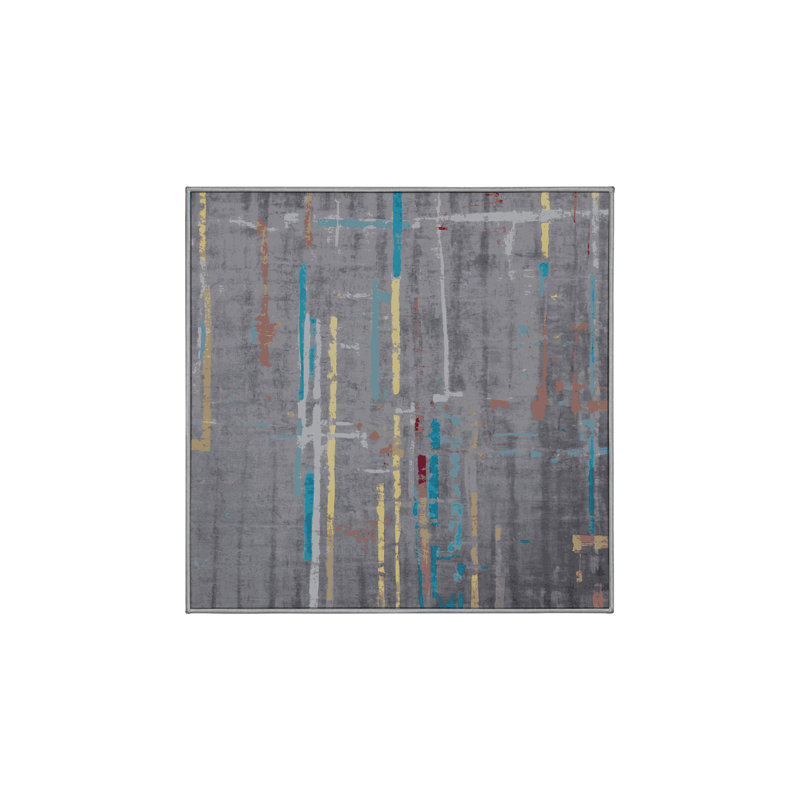 Tapis gris soyeux et moelleux, Carré 6 pi