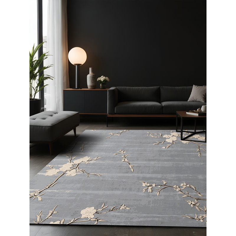 Silky Soft Plush Gray Area Rug, Square 3'