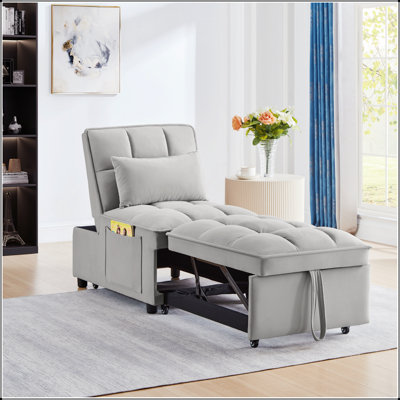 Canapé-lit simple capitonné avec dossier réglable et coussins, méridienne convertible pour une utilisation polyvalente