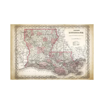 Louisiana Map, 1886 by PatentPrintStore - Wrapped Canvas Print