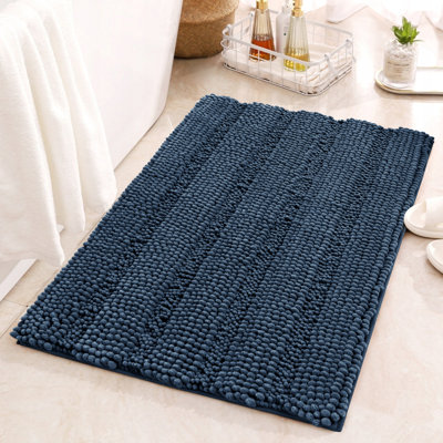 Tapis de salle de bain en chenille douce Chenault, tapis de bain rectangulaire en microfibre à envers antidérapant, séchage rapide