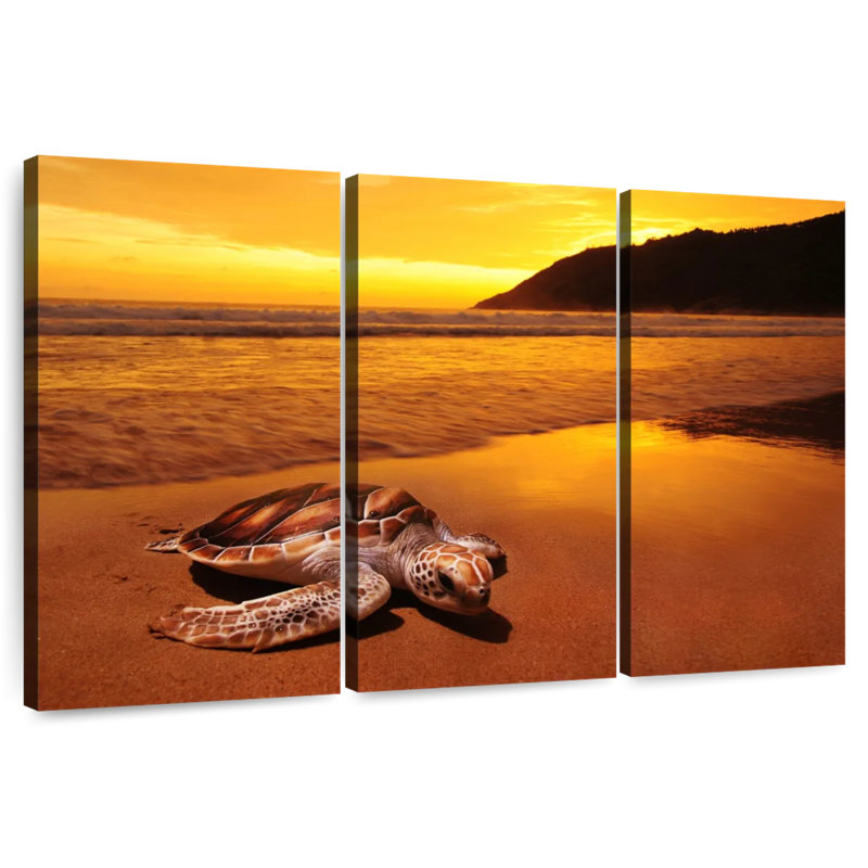 Brampt Turtle On Sunset Beach, 14" H x 23" W