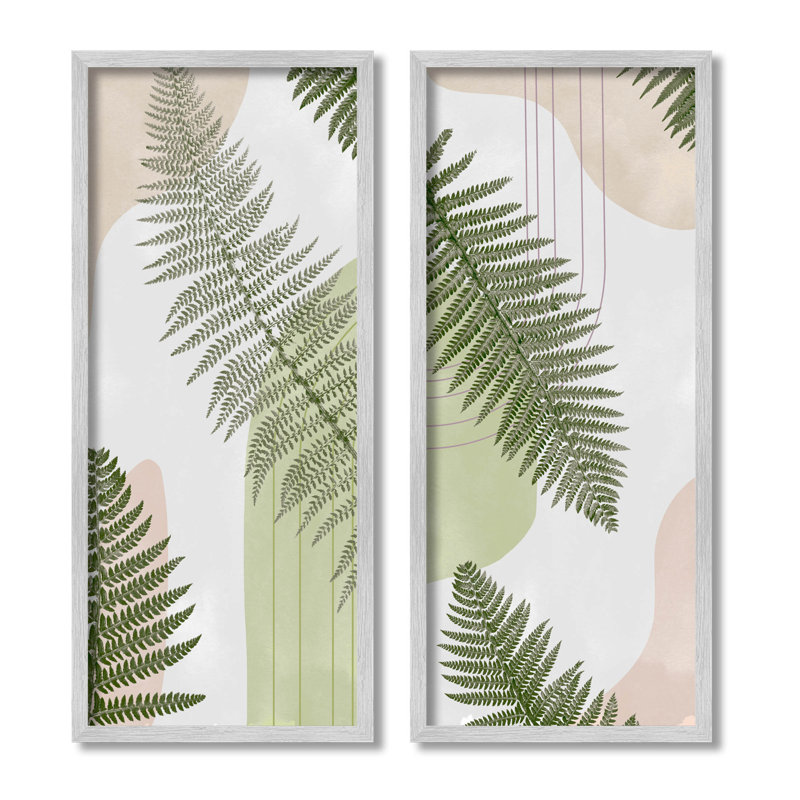 Feuilles de fougère, ensemble de 2 giclées encadrées par Ziwei Li, H 24 po x l 10 po x P 1,5 po, Estampe numérique Farmhouse