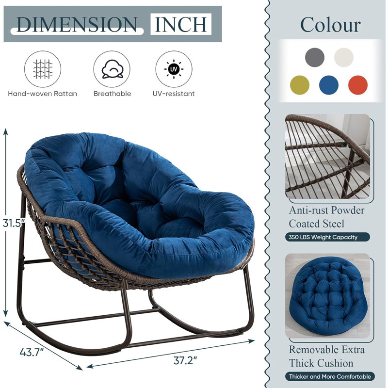 Chaise berçante Sazmin, Bleu marine