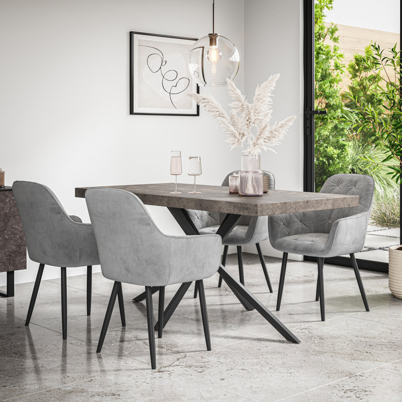 Agretha 4 - Person Dining Set, Grey/Black/Grey