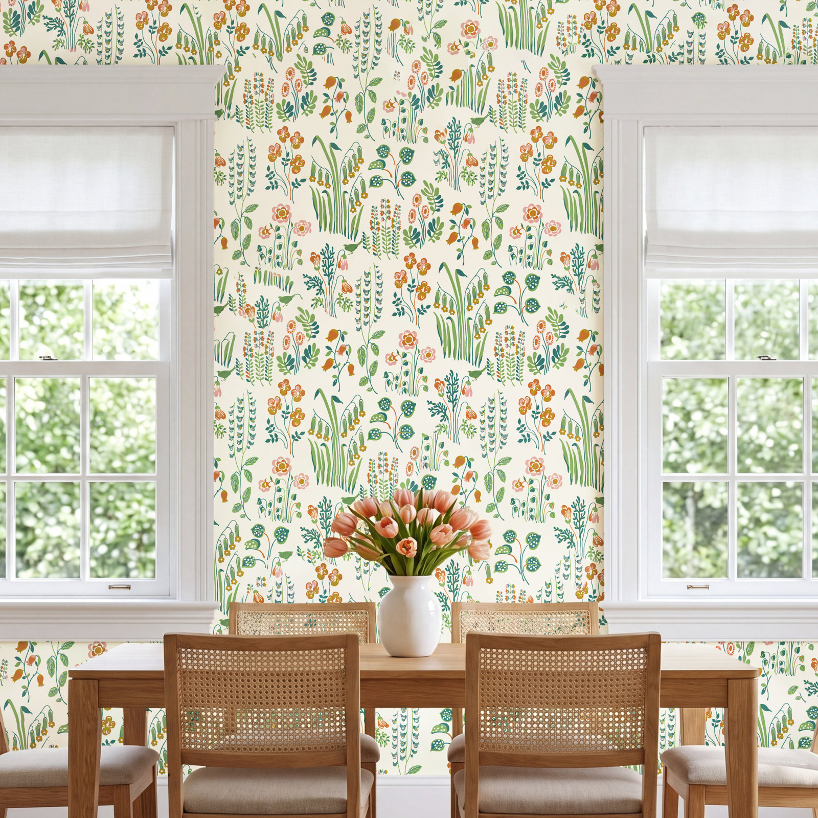 Tallulah Self-Adhesive Wallpaper Roll, Green/Beige