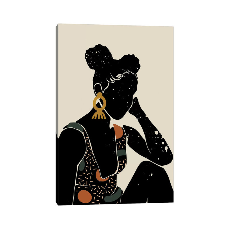 Black Hair VI - impression d'art graphique, Aucun mat, Toile tendue, H 18 po x l 12 po x 1,5 po