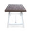 Table de salle à manger d'extérieur en bois et structure en métal rustique blanc, finition brun foncé, 29,5 po de hauteur, 70,0 po de largeur, 34,73 po de profondeur, capacité de 300 lb, assemblage requis, conception à lattes dans les instructions