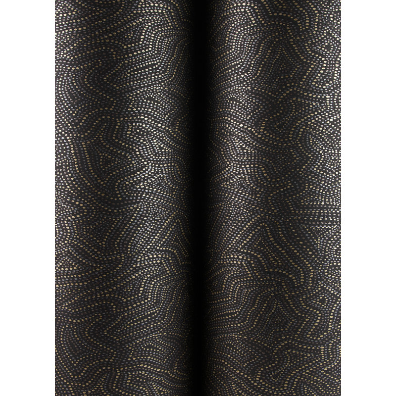 Hollenback Gold Dotted Abstract Wallpaper, Black